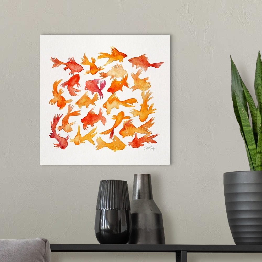 A modern room featuring Gold Fish