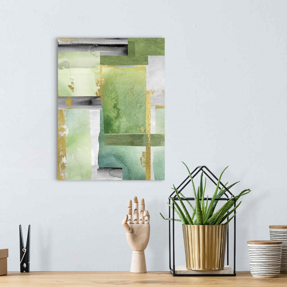 A bohemian room featuring Green Abstract