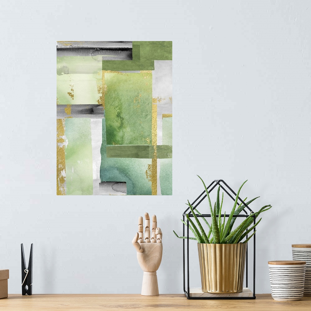 A bohemian room featuring Green Abstract