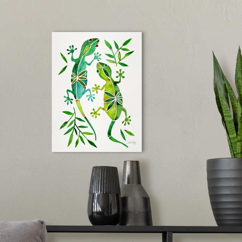A modern room featuring Green Geckos
