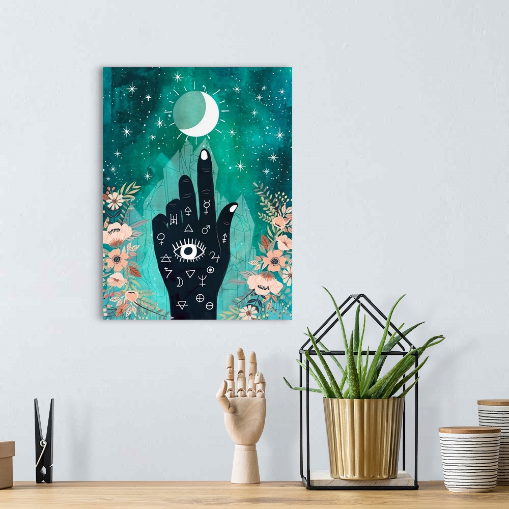 A bohemian room featuring Hand Moon