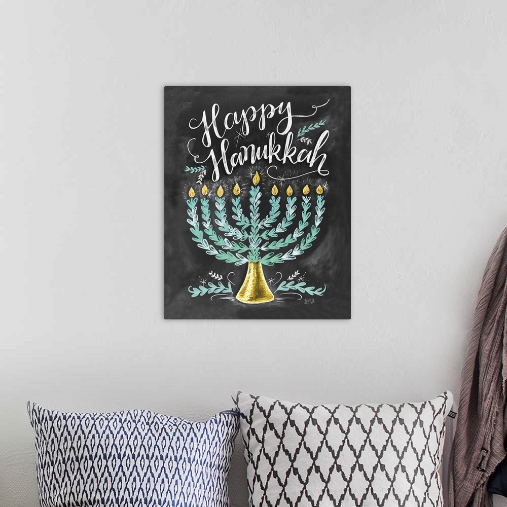 A bohemian room featuring Happy Hanukkah