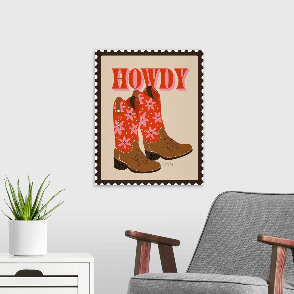 A modern room featuring Howdy Cowgirl