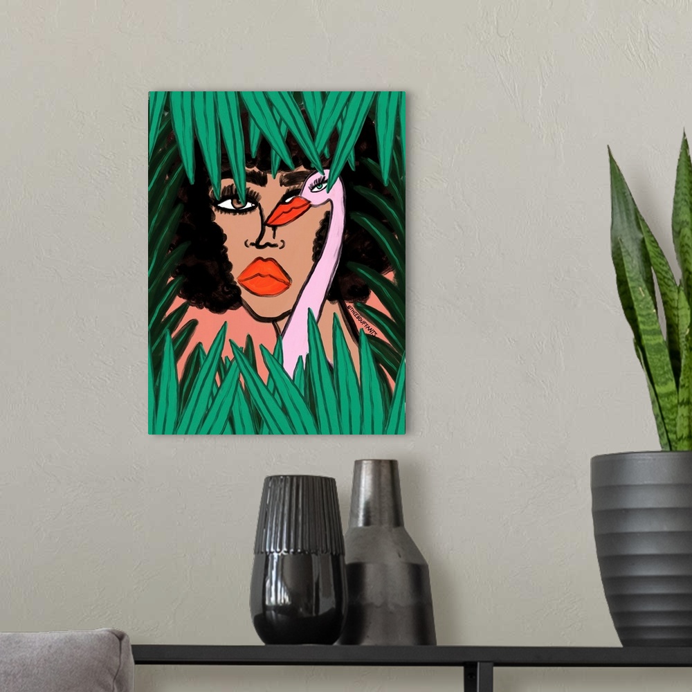 A modern room featuring Lady And The Flamingo