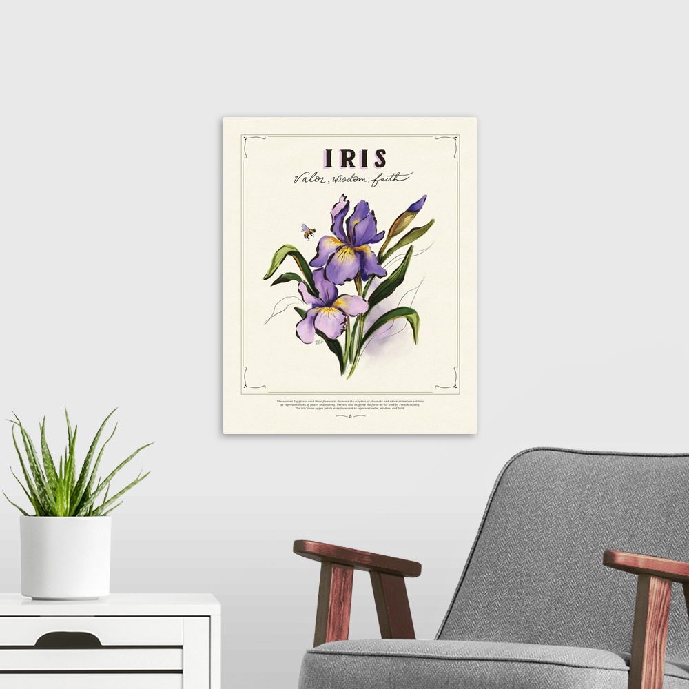 A modern room featuring Language Of Flowers - Iris