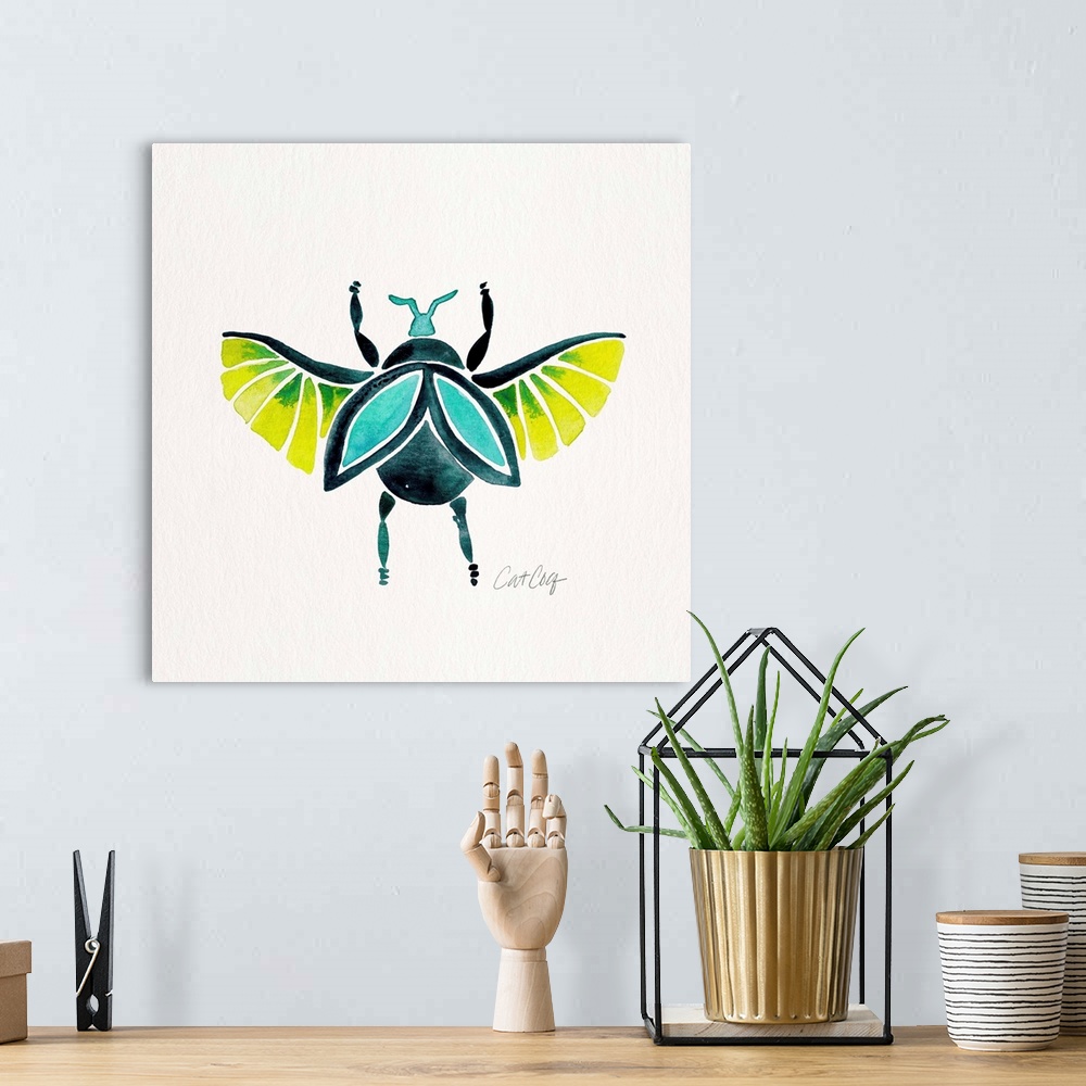 A bohemian room featuring Lime Turquoise Beetle Collection Beetle 8