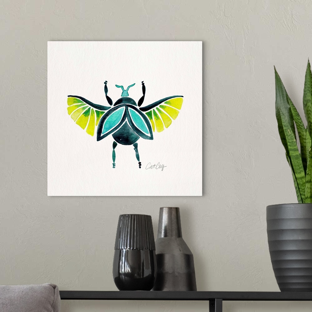 A modern room featuring Lime Turquoise Beetle Collection Beetle 8