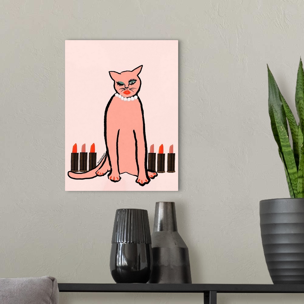 A modern room featuring Lipstick Cat