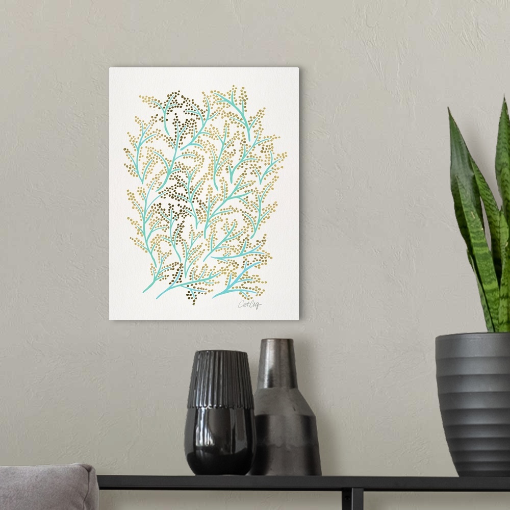 A modern room featuring Mint Gold Branches