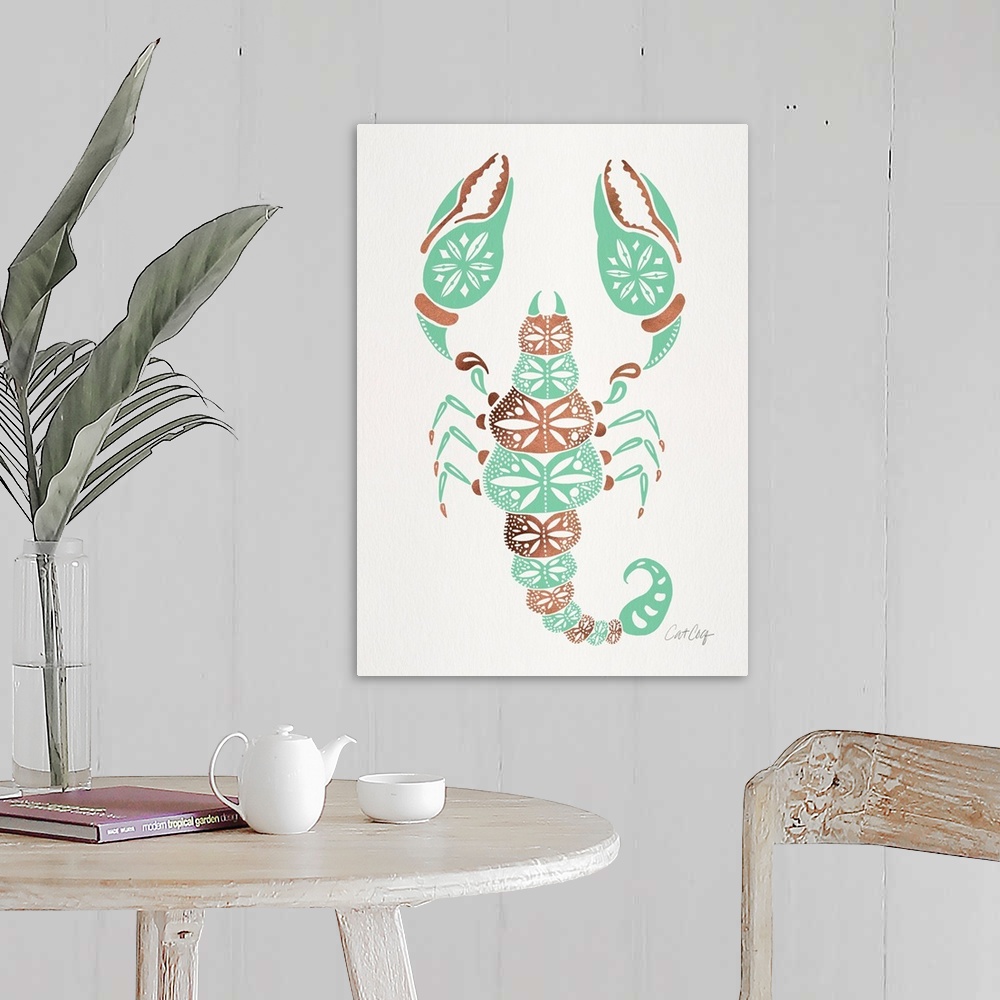 A farmhouse room featuring Mint Rose Gold Scorpion