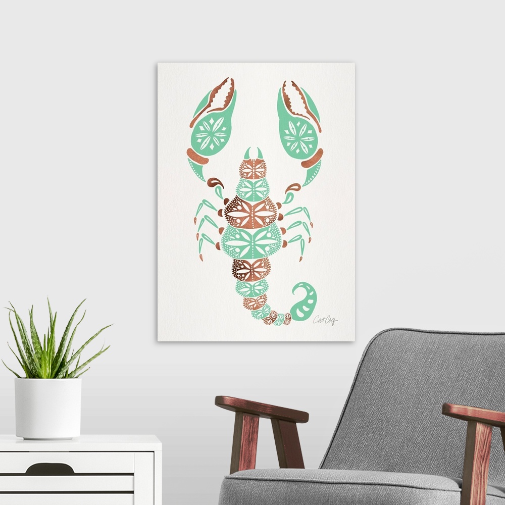 A modern room featuring Mint Rose Gold Scorpion
