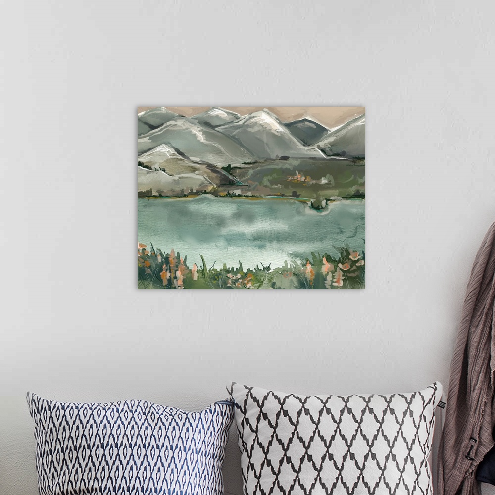 A bohemian room featuring Mountainscape