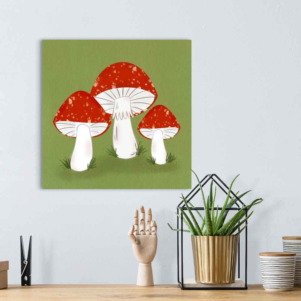 A bohemian room featuring Mushroom Village - Happy Trio
