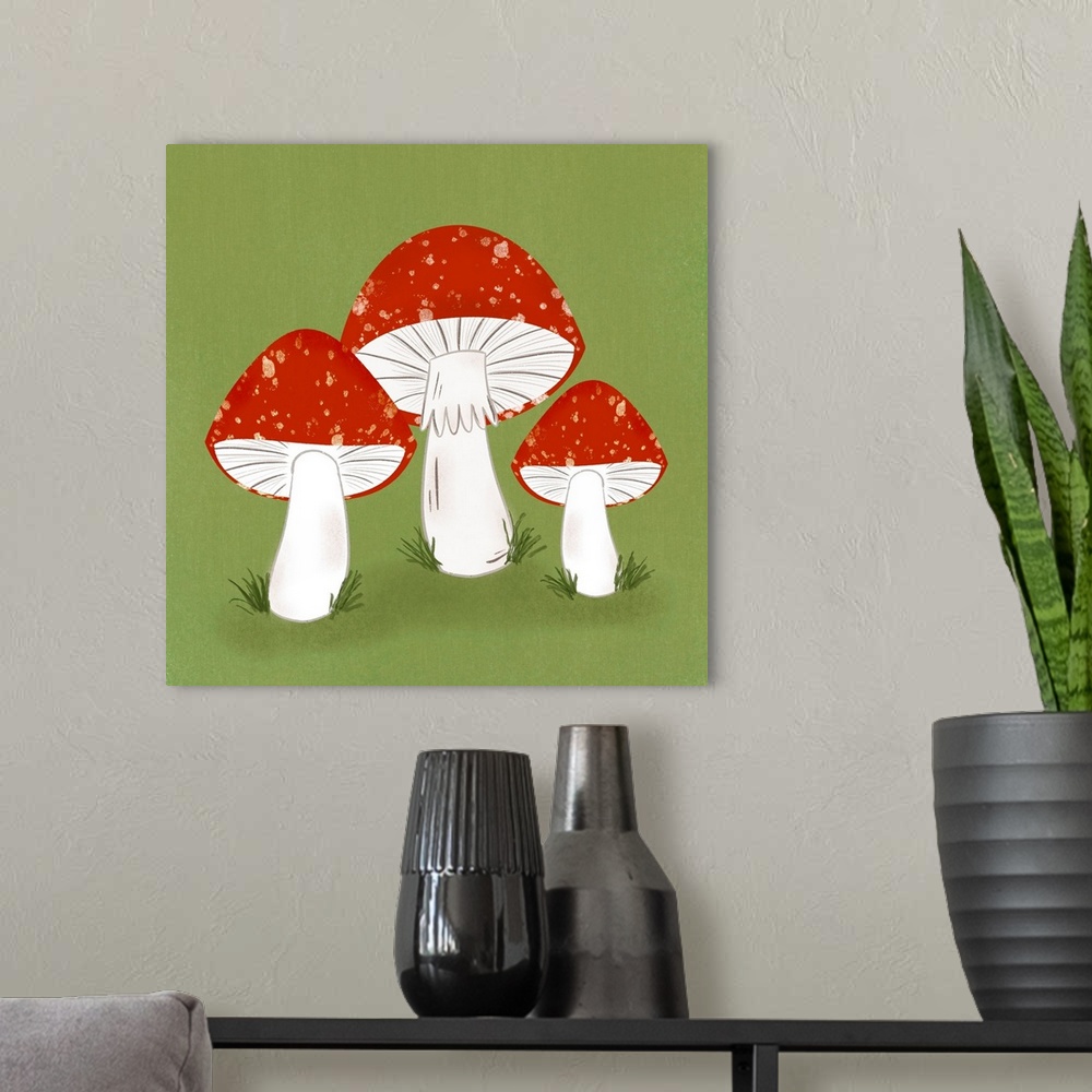 A modern room featuring Mushroom Village - Happy Trio