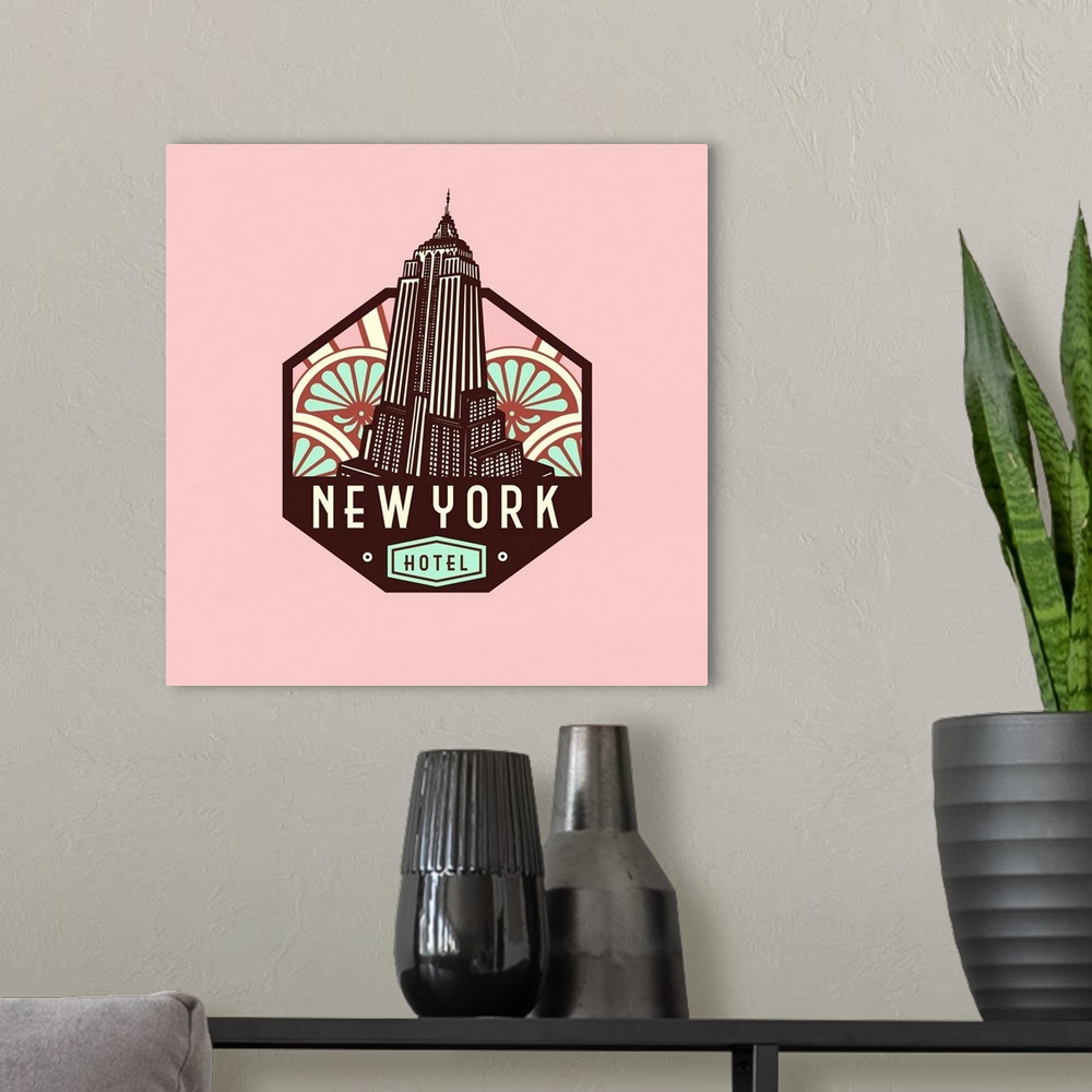 A modern room featuring New York - Pink