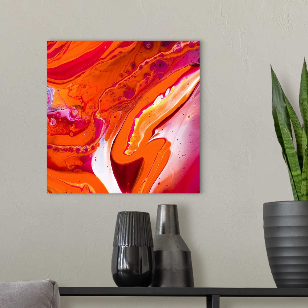 A modern room featuring Orange Abstract 32