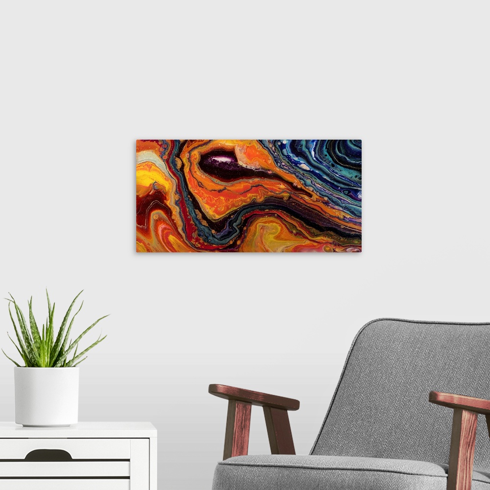A modern room featuring Orange Abstract 5