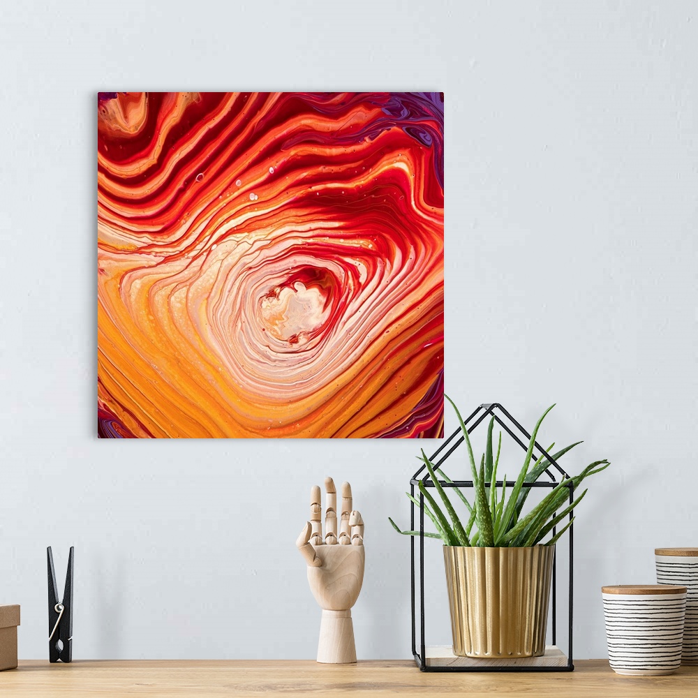 A bohemian room featuring Orange And Red Abstract 18