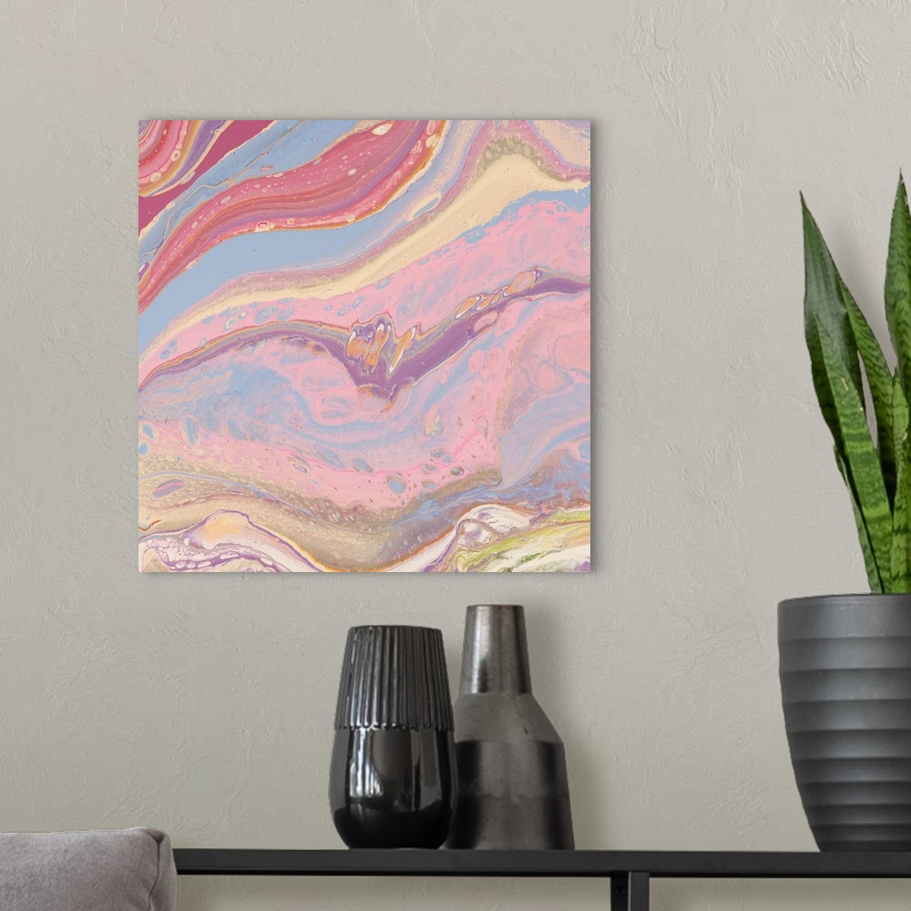 A modern room featuring Pastel Pink Abstract 44