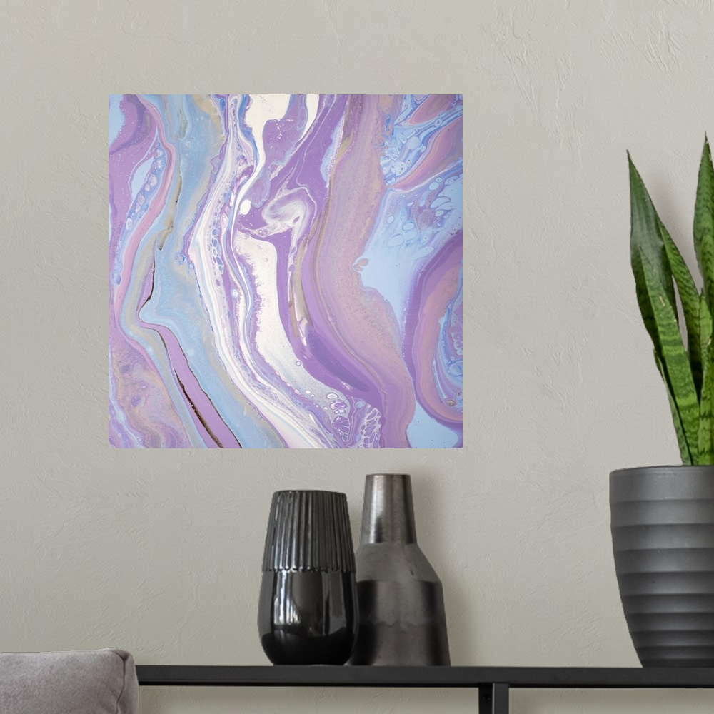 A modern room featuring Pastel Purple Abstract 42