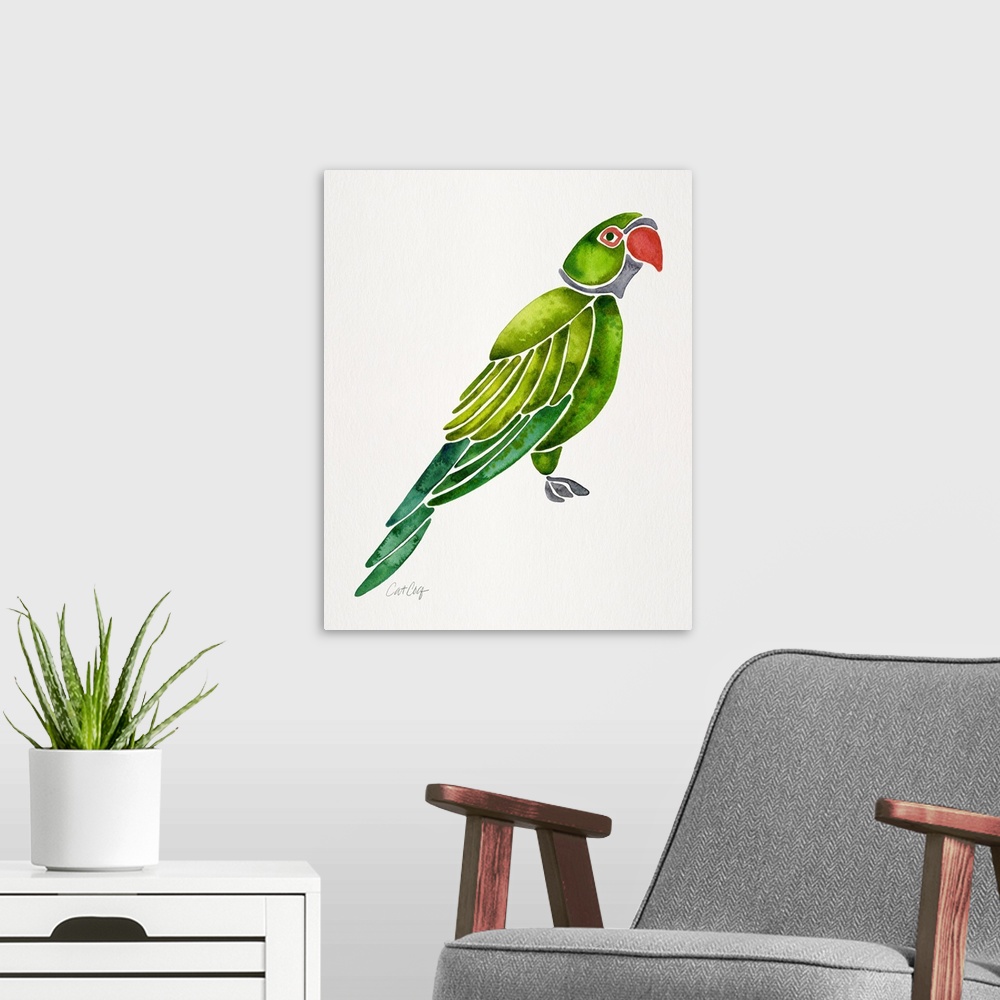 A modern room featuring Perched Parrot