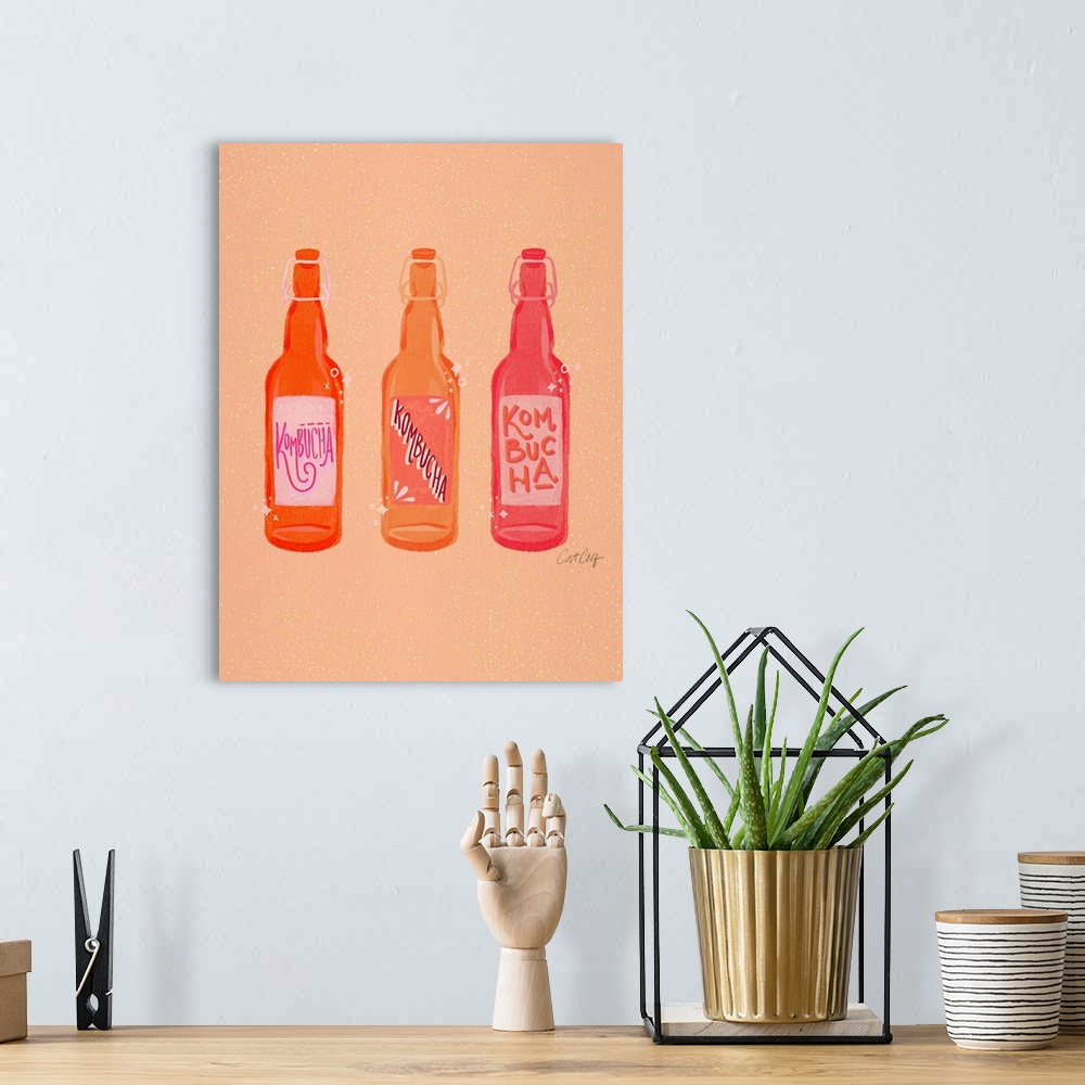 A bohemian room featuring Pink Kombucha Bottles