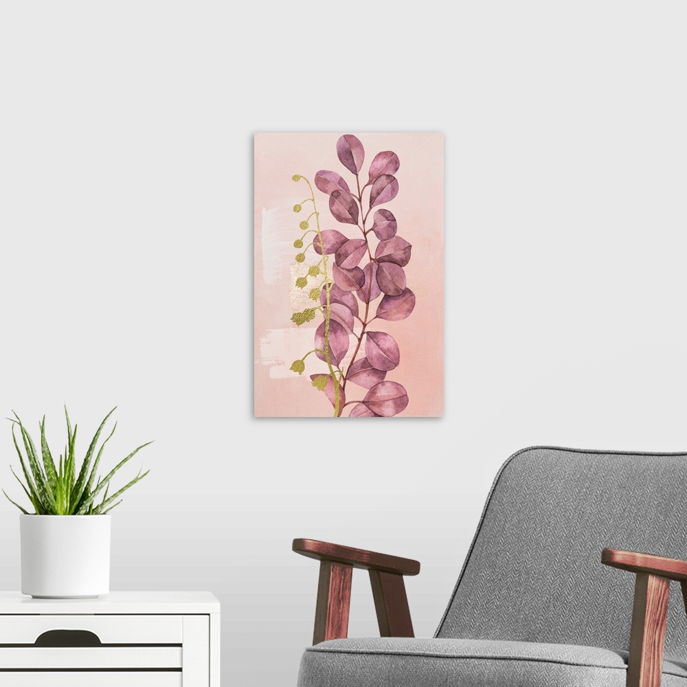 A modern room featuring Pink Leaves 2