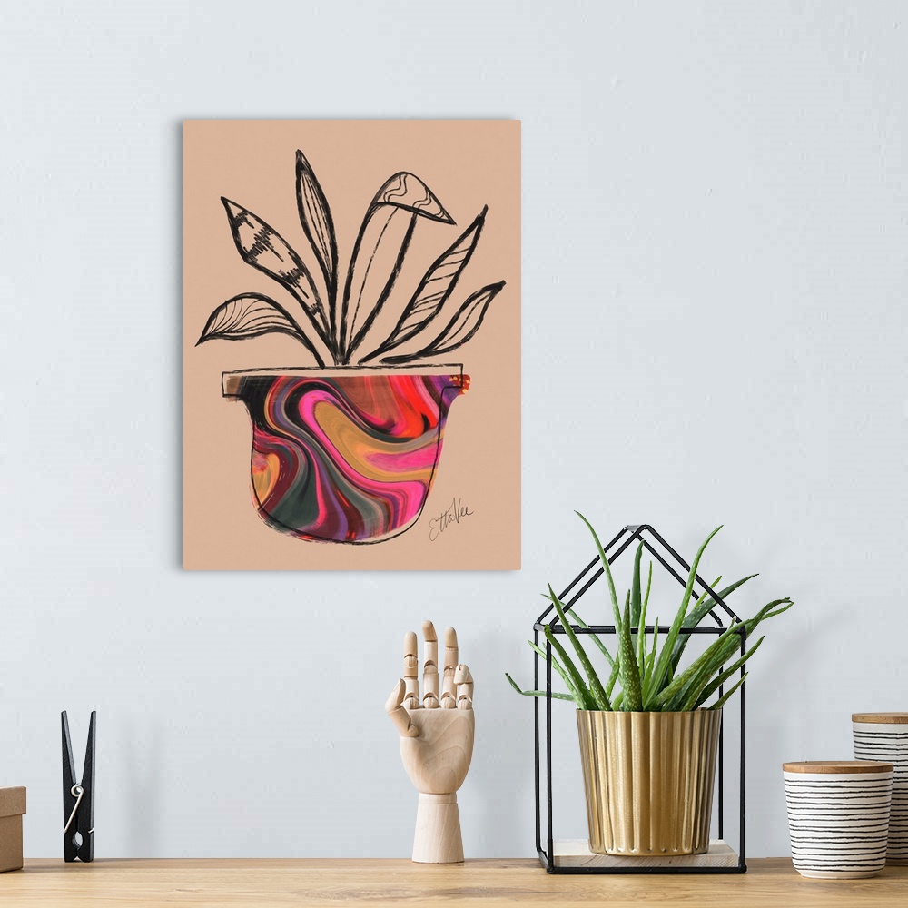 A bohemian room featuring Plant Sketch 1