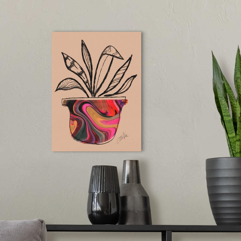 A modern room featuring Plant Sketch 1