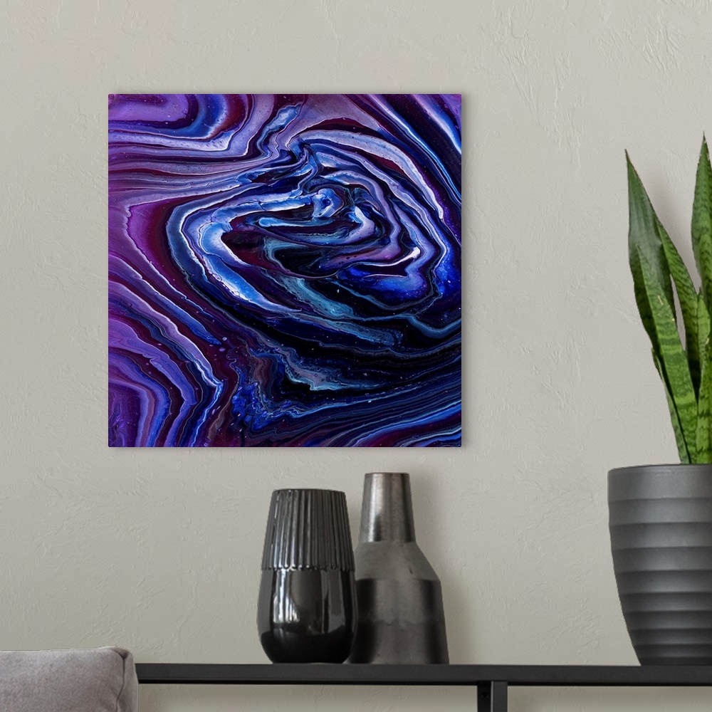 A modern room featuring Purple And Blue Abstract 52