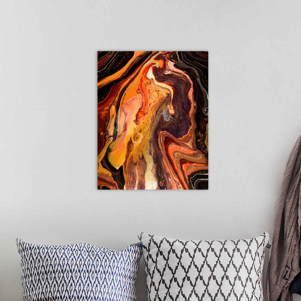 A bohemian room featuring Red And Orange Abstract 1