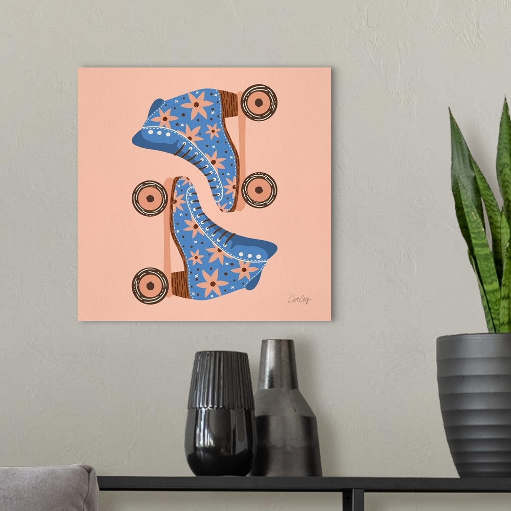 A modern room featuring Retro Rollerskates