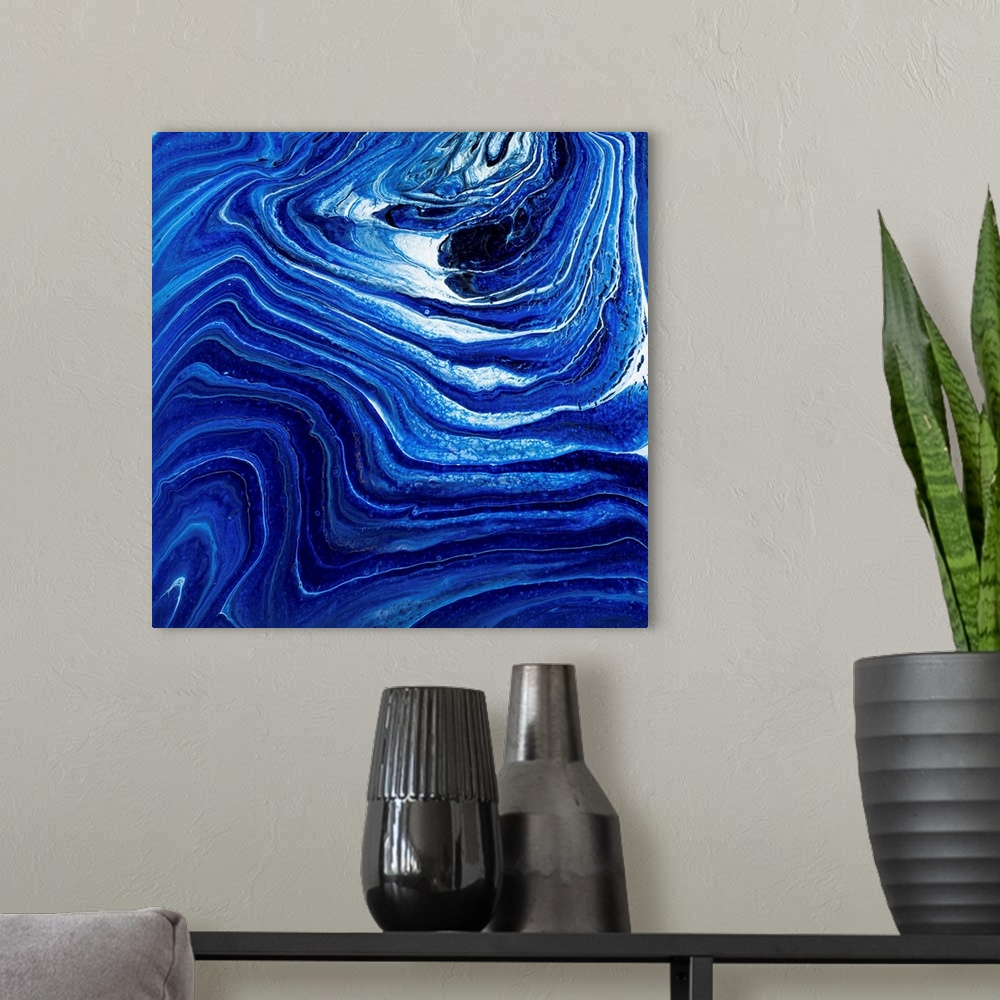 A modern room featuring Royal Blue Abstract 55