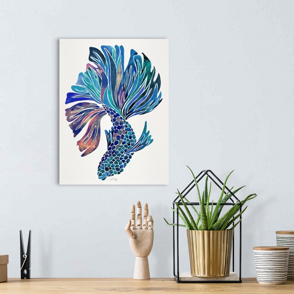 A bohemian room featuring Siamese Fighting Fish