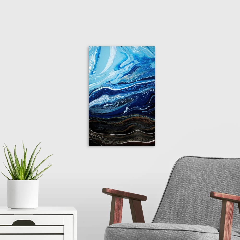 A modern room featuring Sky Blue Abstract 38