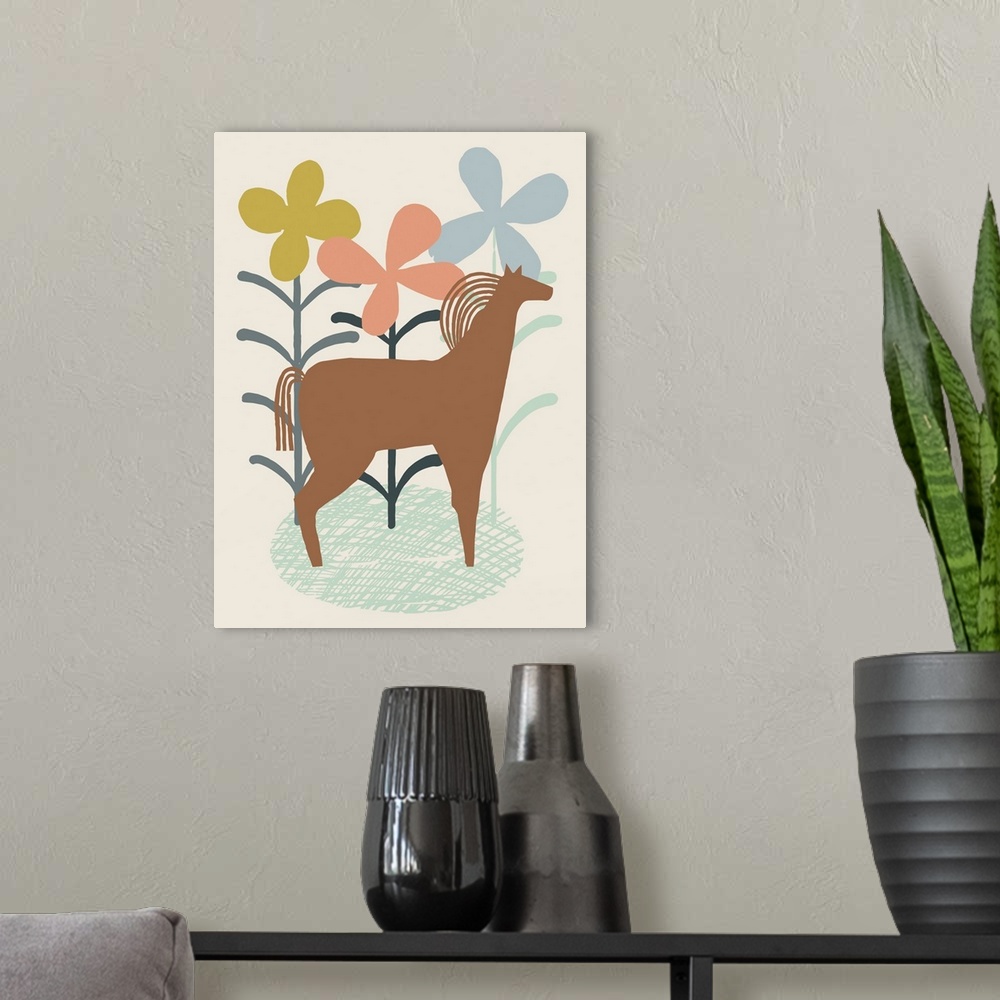 A modern room featuring Spring Horse