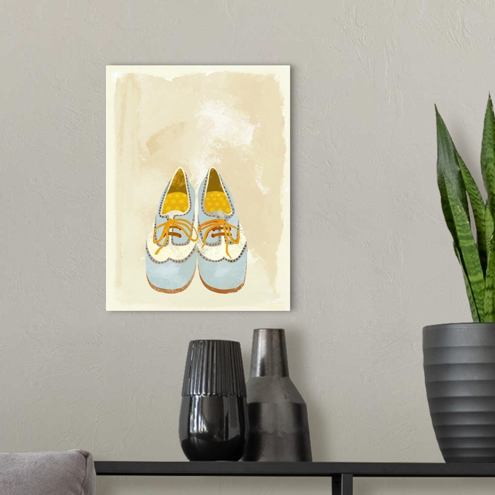 A modern room featuring Suede Bowling Shoes