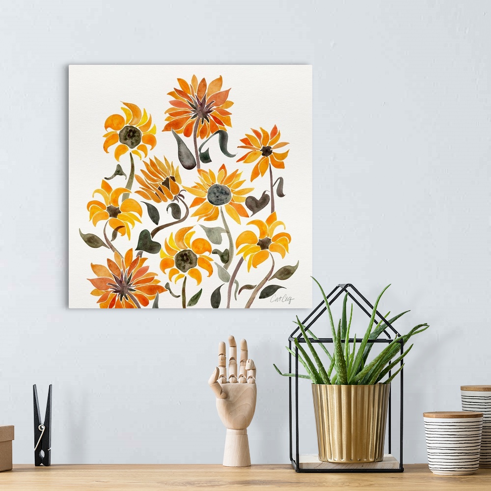 A bohemian room featuring Sunflower Watercolor