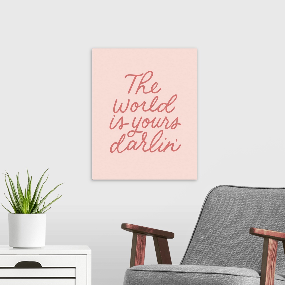 A modern room featuring The World Is Yours