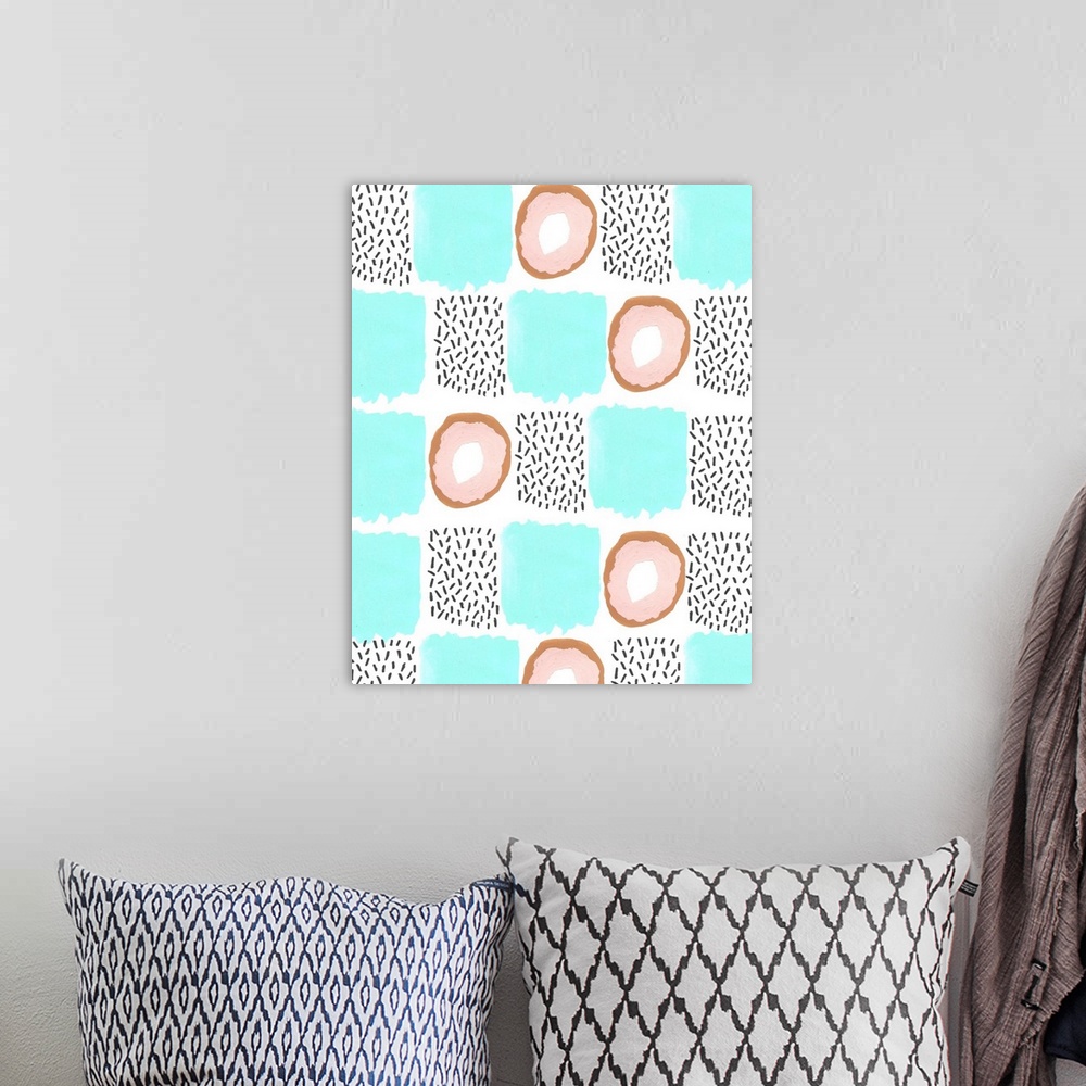 A bohemian room featuring Tic Tac Toe Donuts