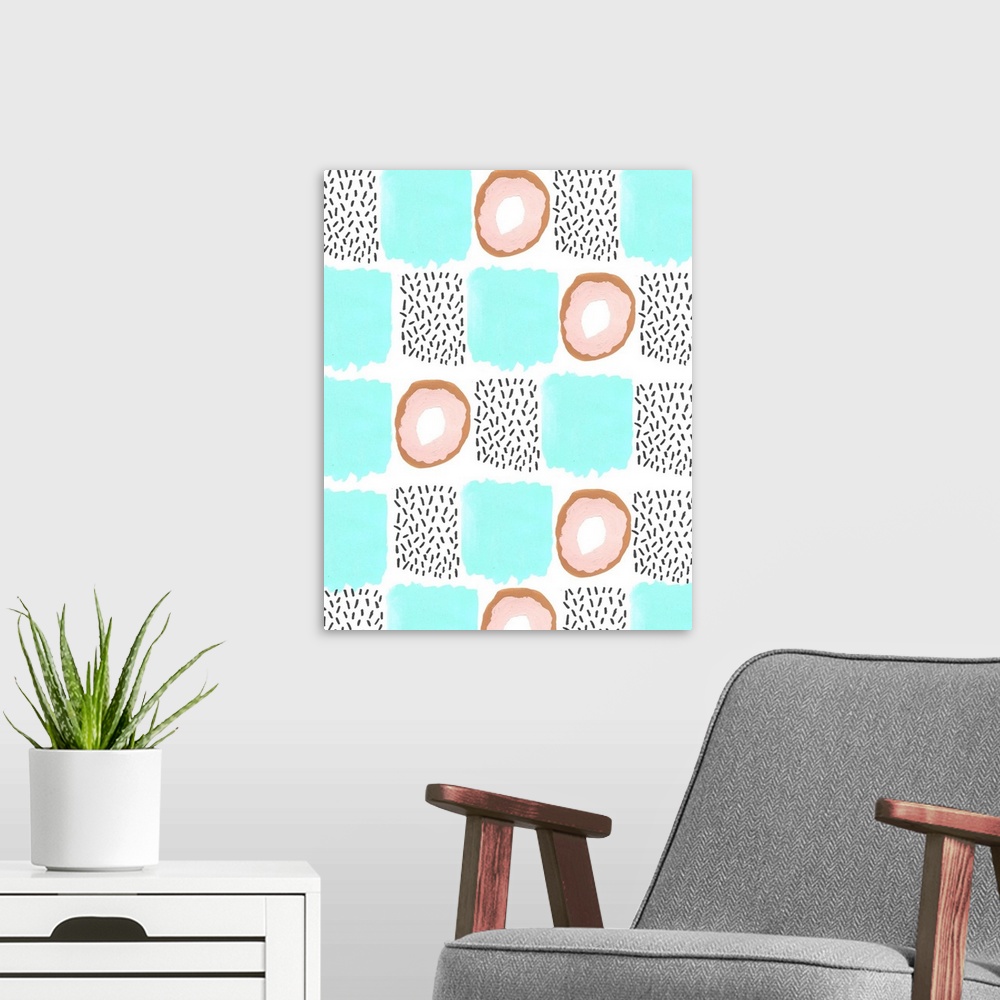 A modern room featuring Tic Tac Toe Donuts