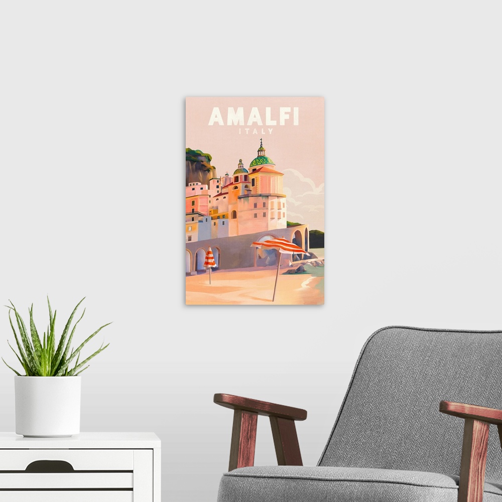 A modern room featuring Travel Poster Amalfi