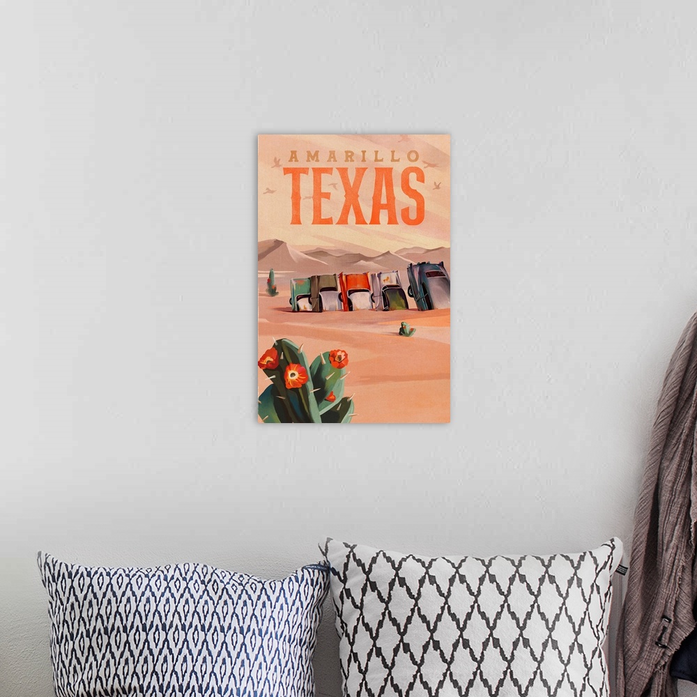A bohemian room featuring Travel Poster Amarillo Texas