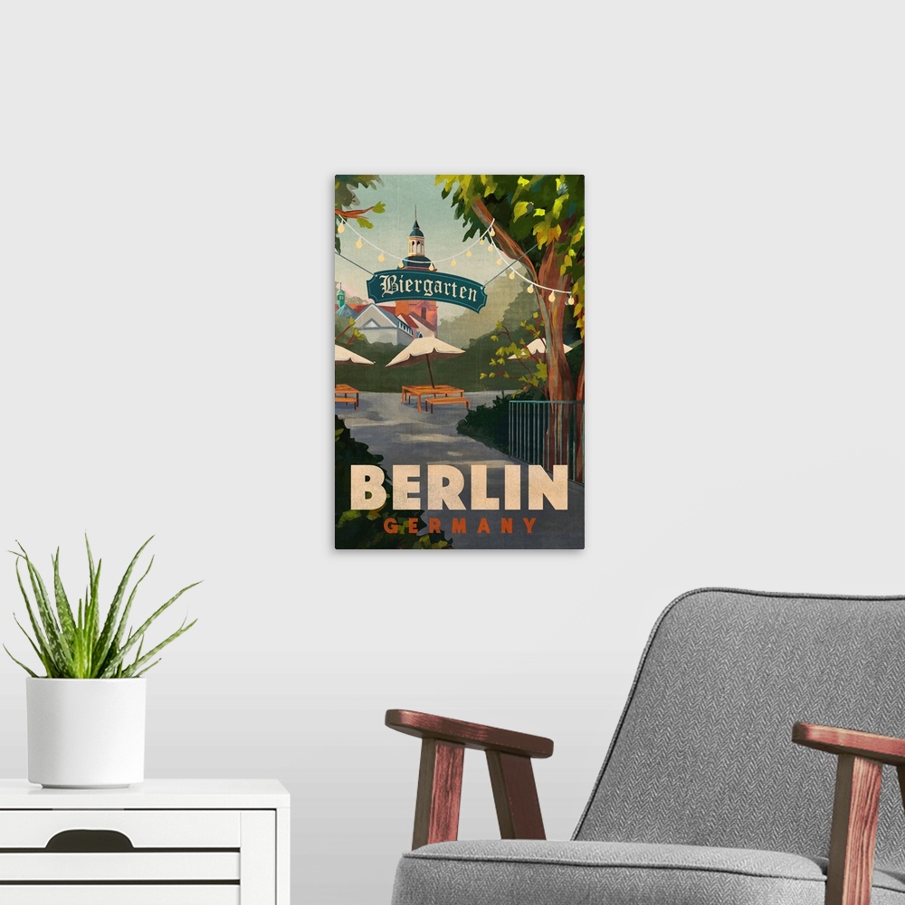 A modern room featuring Travel Poster Berlin