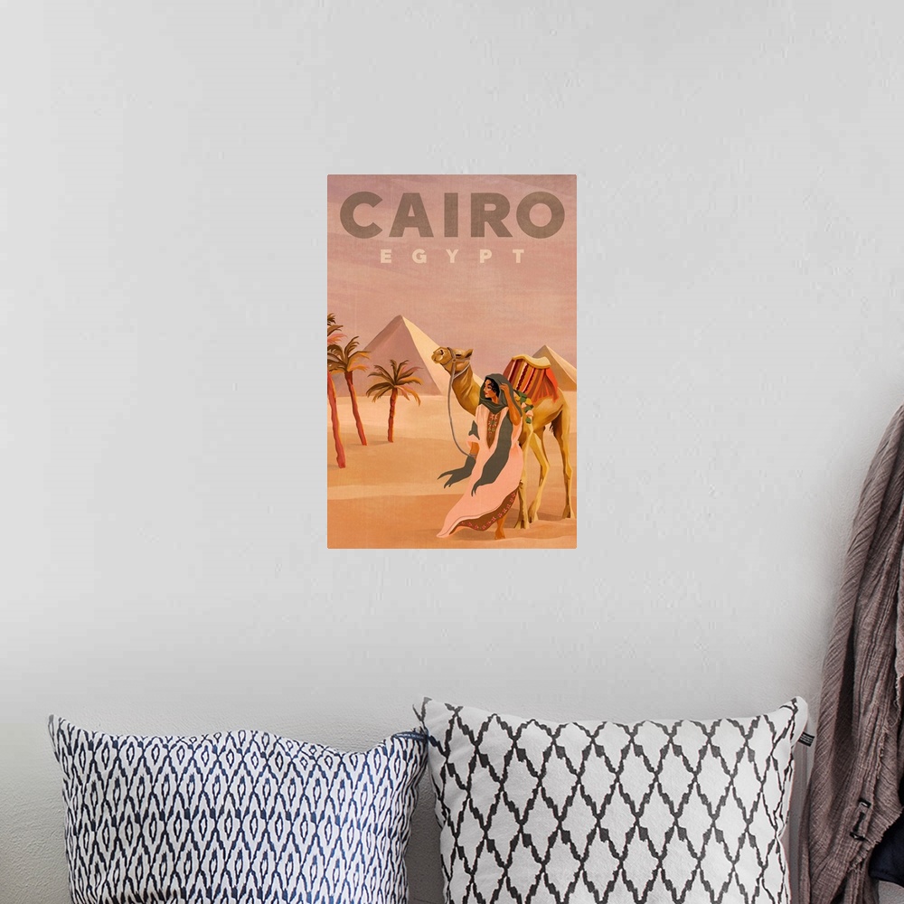 A bohemian room featuring Travel Poster Cairo