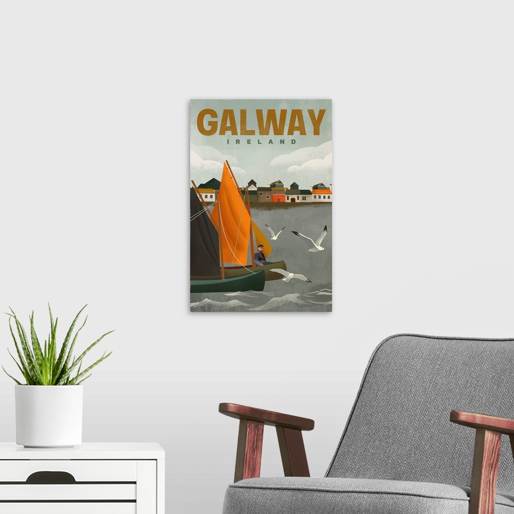 A modern room featuring Travel Poster Galway