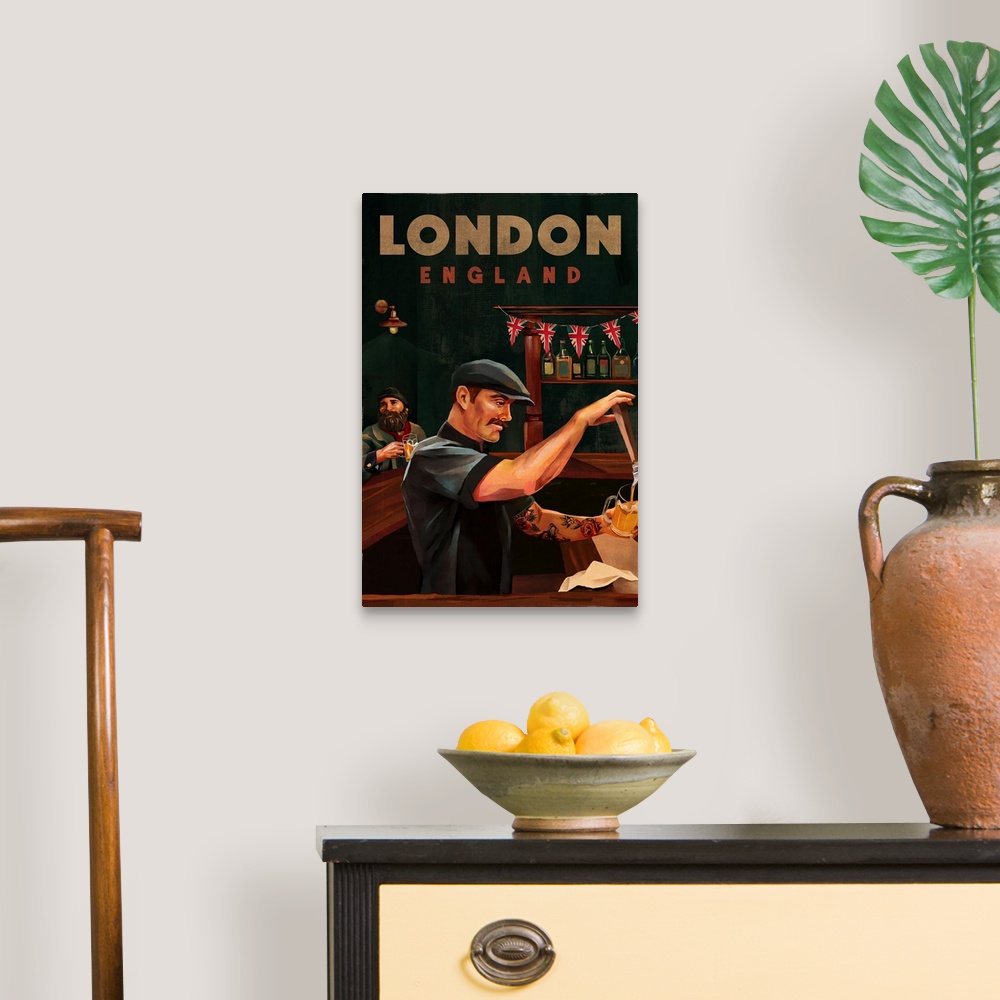 A traditional room featuring Travel Poster London