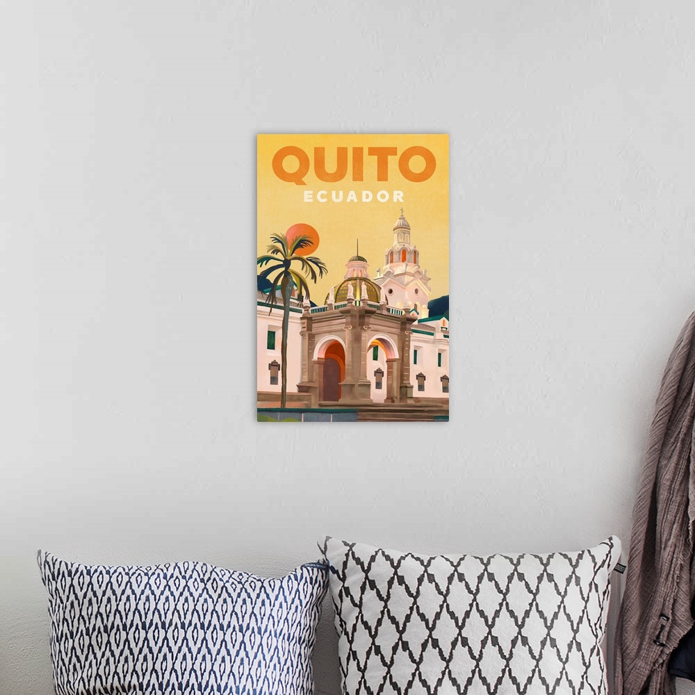 A bohemian room featuring Travel Poster Quito