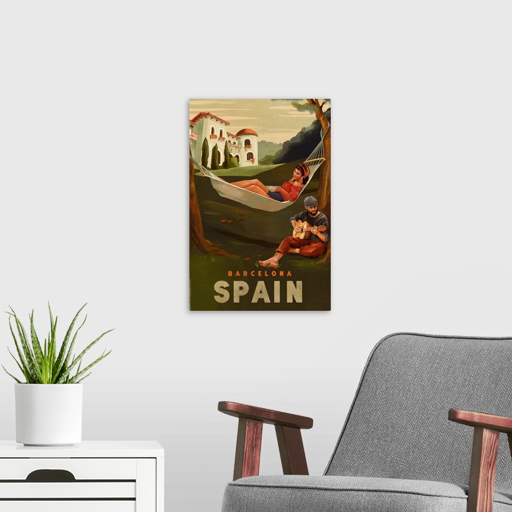A modern room featuring Travel Poster Spain
