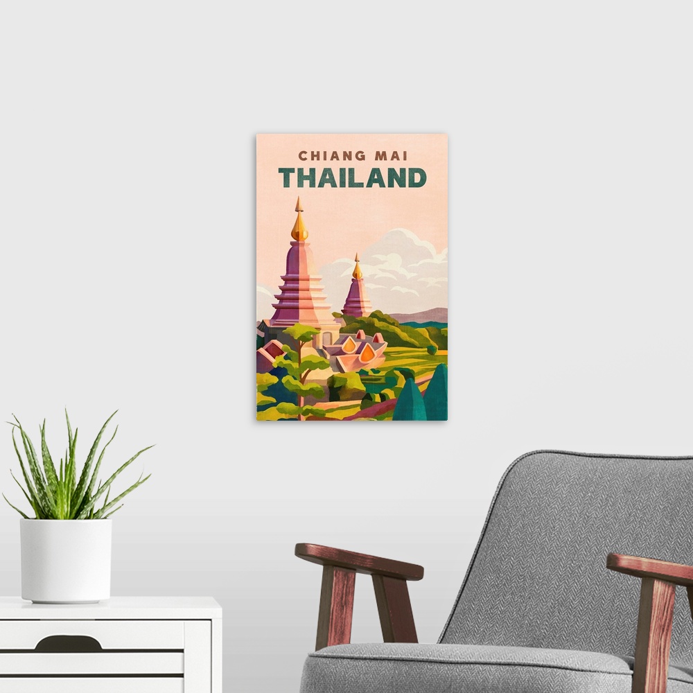 A modern room featuring Travel Poster Thailand
